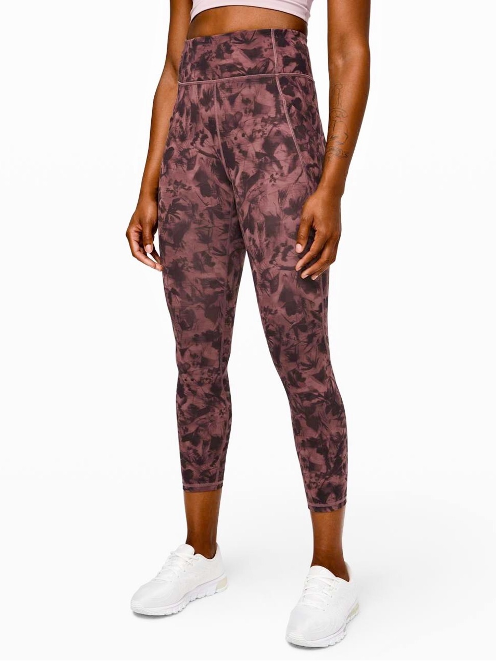 Lululemon – Time To Sweat Crop 23” – Mini Dusk Floral Antique Bark Black – Sz. 6